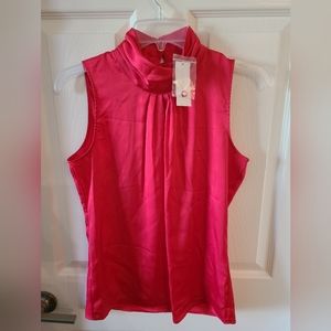 NWT New York & Company Satin/Silk-like Red Strapless Halter Top, Womens X-Small